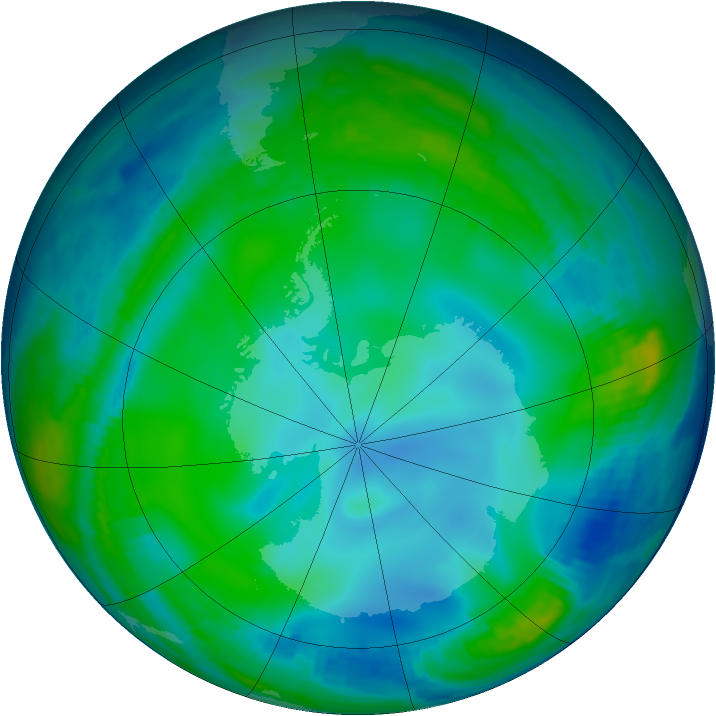 Antarctic ozone map for 29 June 1997